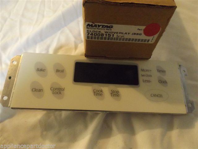 MAYTAG STOVE 74008151 Clock W/overlay (bsq) NEW IN BOX MAYTAG STOVE 74008151 Clock W/overlay (bsq) NEW IN BOX